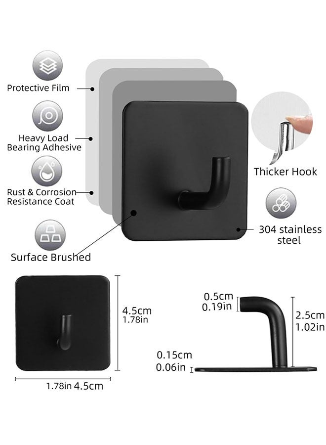 Adhesive Hook,6 Pack Heavy Duty Wall Hooks,Stainless Steel Towel Hooks Bathroom Coat Hook Self-Adhesive Wall Mounted Hook for Bathroom Kitchen - Image 5