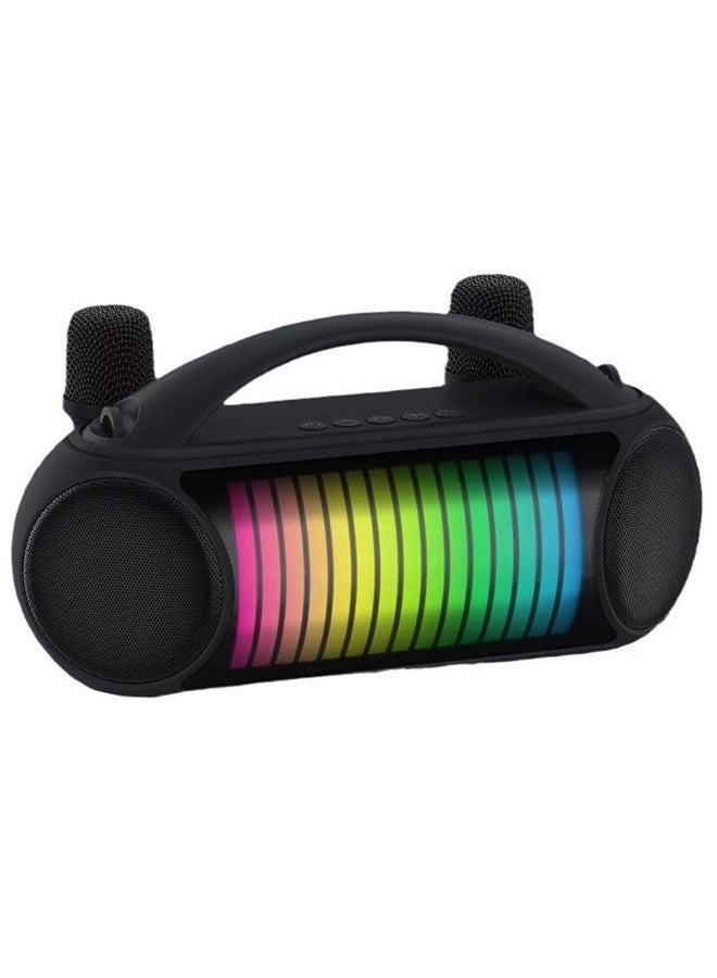 ELTRAZONE NR-222 Portable Bluetooth Speaker with Dual Wireless Microphones | Rechargeable Karaoke Speaker with Deep Bass, LED Lights & USB/TF/AUX Support for Party, Travel & Outdoor Use - Image 1