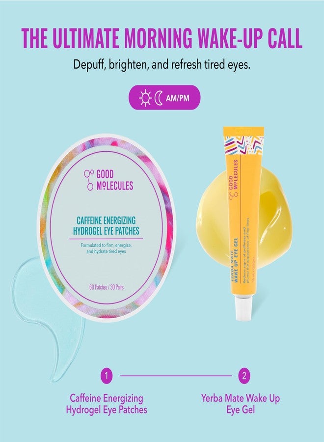 Good Molecules Energizing Eye Care Set – Caffeine Hydrogel Under Eye Patches (30ct & Yerba Mate Wake Up Eye Gel (15ml – Reduce Dark Circles and Puffiness with Hyaluronic Acid - Skin Care for Face - Image 2