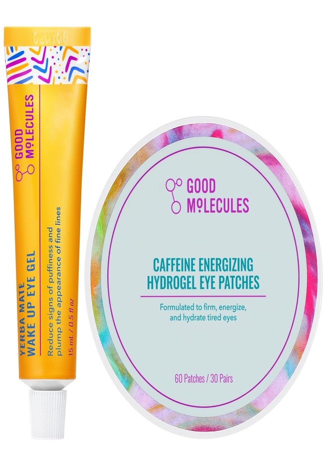 Good Molecules Energizing Eye Care Set – Caffeine Hydrogel Under Eye Patches (30ct & Yerba Mate Wake Up Eye Gel (15ml – Reduce Dark Circles and Puffiness with Hyaluronic Acid - Skin Care for Face - Image 1