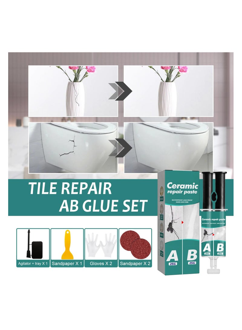 SYOSI Waterproof Tub and Tile Refinishing Kit - Ceramic Tile & Porcelain Repair Kit, AB Adhesive Glue for Porcelain, Acrylic, Fiberglass, Enamel, Ideal for Bathtub Repair and Tile Crack Repair  - Image 3
