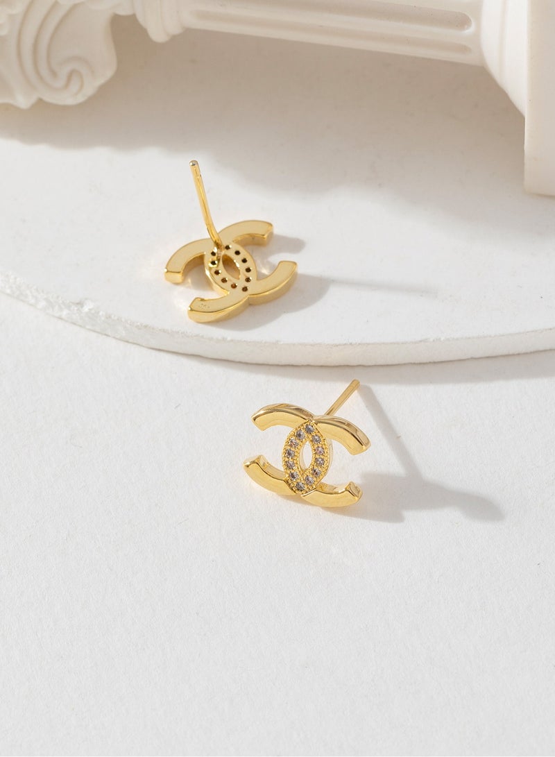 Double C letter stud design sense advanced version small fragrance earrings fashion light luxury earrings  - Image 2