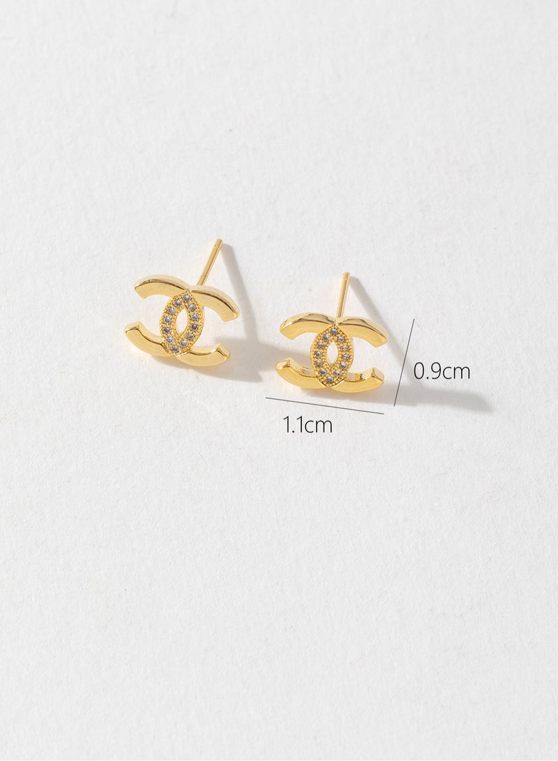 Double C letter stud design sense advanced version small fragrance earrings fashion light luxury earrings  - Image 1