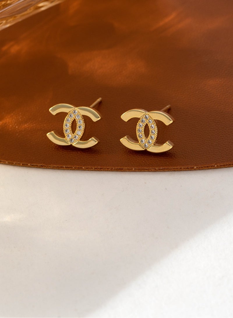 Double C letter stud design sense advanced version small fragrance earrings fashion light luxury earrings  - Image 4