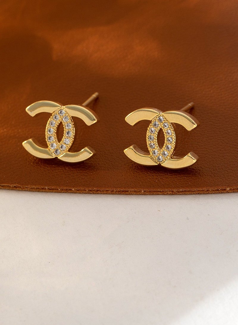 Double C letter stud design sense advanced version small fragrance earrings fashion light luxury earrings  - Image 3