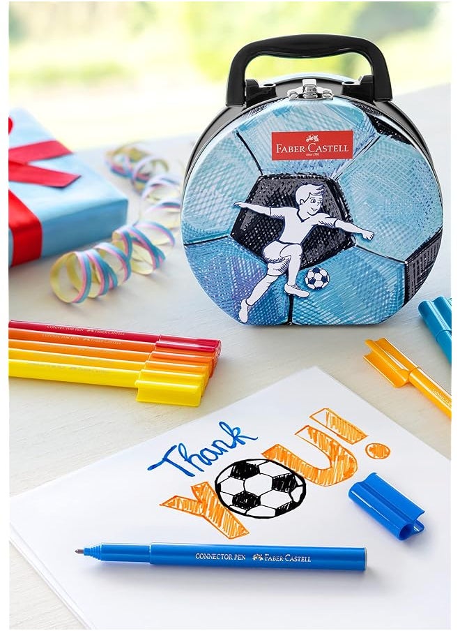 FABER-CASTELL - Connector Fiber Tip Pen In Soccer Bag Tin 33 Piece Set Multicolor - Image 1