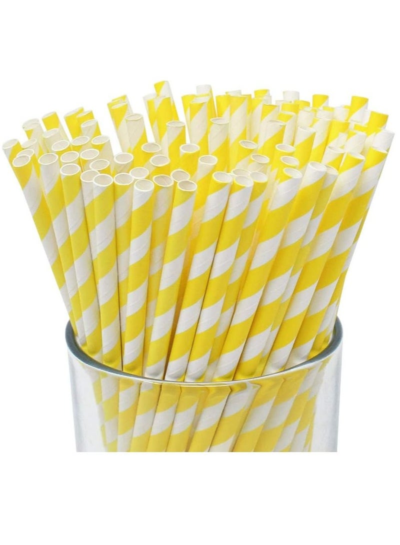 4basix Paper Straws Biodegradable Pack of 120 Yellow Color Eco Friendly and Sustainable Alternative for Plastic Straws - Image 1