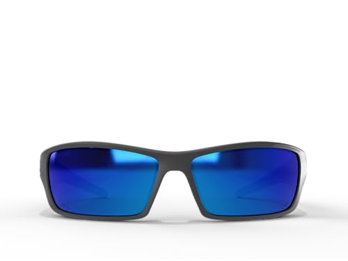 EDGE Reclus ANSI-Rated Safety Glasses - Black Frame/Polarized Aqua Precision Blue Mirror Lenses - Image 2