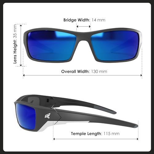 EDGE Reclus ANSI-Rated Safety Glasses - Black Frame/Polarized Aqua Precision Blue Mirror Lenses - Image 5