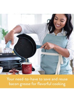Ayesha Ayesha Curry Enamel on Steel Bacon Grease Can / Bacon Grease Container - 4 Inch, Red  - Image 2