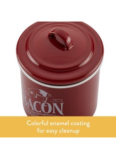Ayesha Ayesha Curry Enamel on Steel Bacon Grease Can / Bacon Grease Container - 4 Inch, Red  - Image 3