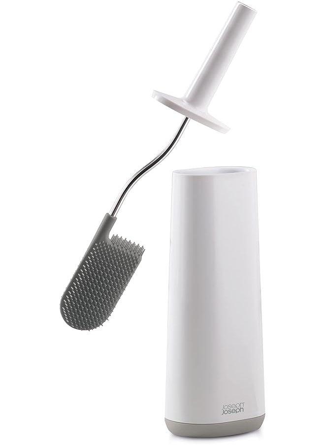Joseph Joseph Toilet Brush With Slim Holder Flexible Anti Drip Grey White  - Image 1