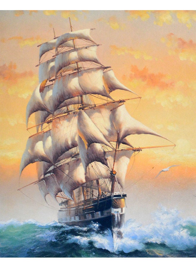 NIBEMINENT Sailboat Pattern DIY Paint By Number Oil Painting On Canvas Kit Castle Multicolour - Image 1