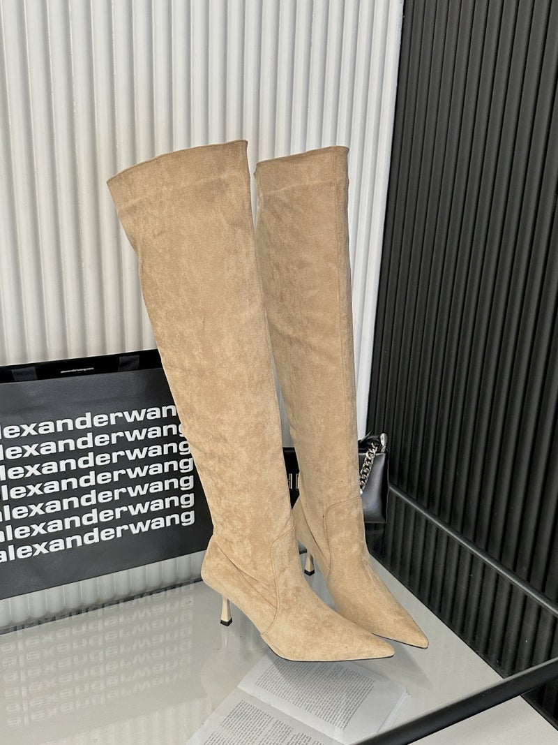 Fashion Boots Large Round Pile Boots Pointed Pleated Thin Heel High Boots - Image 1