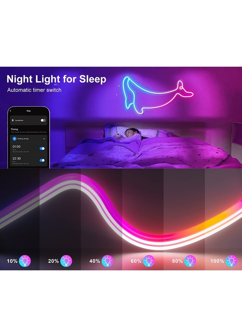Furtey - Smart Neon Strip, Smart LED Light Strip, 3m with APP Control and WiFi Music Sync, Compatible with Alexa, Google Assistant, USB LED Neon Light for Bedroom, Living Room, Game Decoration - Image 1