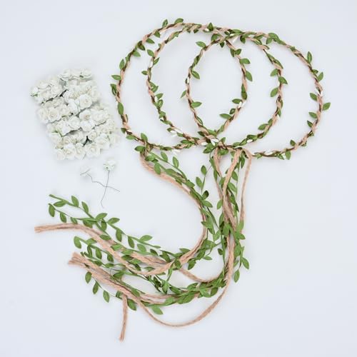 DDazzling Flower Crown Floral Wreath Headband Floral Garland Headbands photo props (White) - Image 4