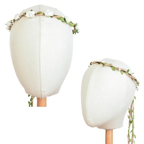 DDazzling Flower Crown Floral Wreath Headband Floral Garland Headbands photo props (White) - Image 5