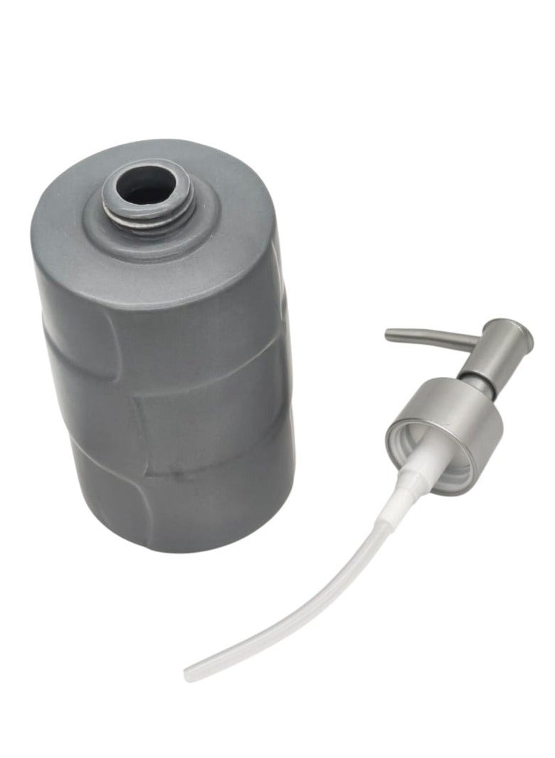 AKDC Ceramic Liquid  Soap Dispenser for Bathroom & Kitchen Sink, Dish Soap Dispenser  with Easy-to-Press Pump -400ML-Gray&Silver - Image 2