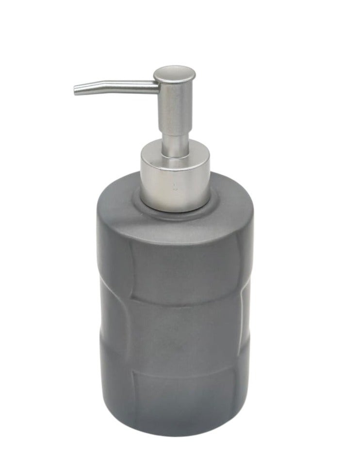 AKDC Ceramic Liquid  Soap Dispenser for Bathroom & Kitchen Sink, Dish Soap Dispenser  with Easy-to-Press Pump -400ML-Gray&Silver - Image 1