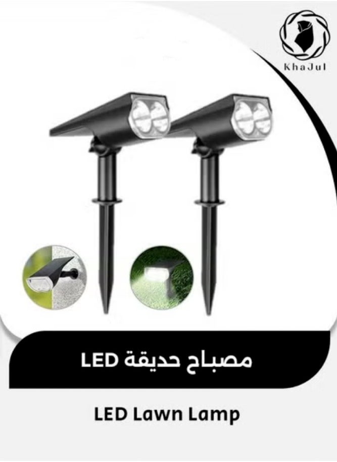 خاجول مصابيح LED تعمل بالطاقة الشمسية مقاومة للماء لإضاءة الحدائق الخارجية لتزيين الفناء والمناظر الطبيعية، مصباح حديقة مثبت على الأرض (ضوء أبيض 2)  - Image 1