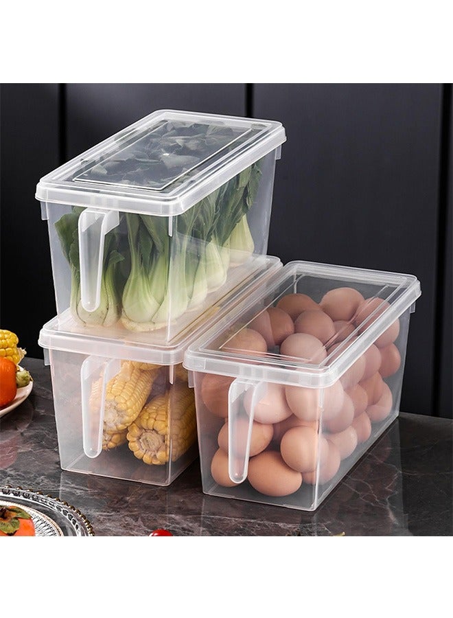 JCB CHIC 3 قطع علب تخزين طعام مع غطاء ومقبض، منظم ثلاجة وتخزين شفاف، علب تخزين فواكه بلاستيكية كبيرة آمنة في الثلاجة بلاستيكية كبيرة قابلة للتكديس لحفظ الفاكهة طازجة - Image 1