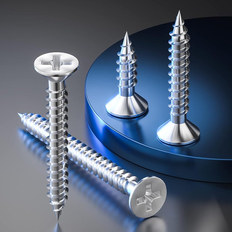 Wensilon Store (400Pcs) #8x3/4 Wood Screw Quick Metal Self Tapping Flat Head 304 Stainless Steel - Image 4
