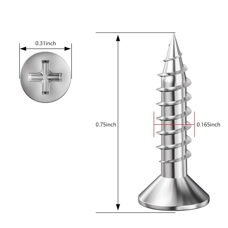 Wensilon Store (400Pcs) #8x3/4 Wood Screw Quick Metal Self Tapping Flat Head 304 Stainless Steel - Image 2