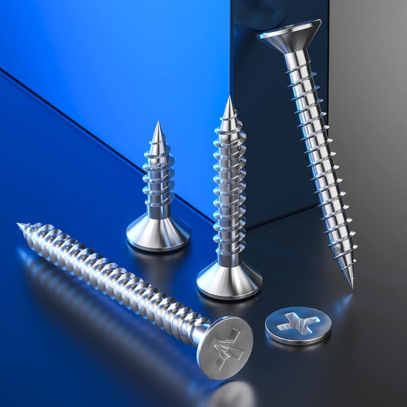 Wensilon Store (400Pcs) #8x3/4 Wood Screw Quick Metal Self Tapping Flat Head 304 Stainless Steel - Image 5