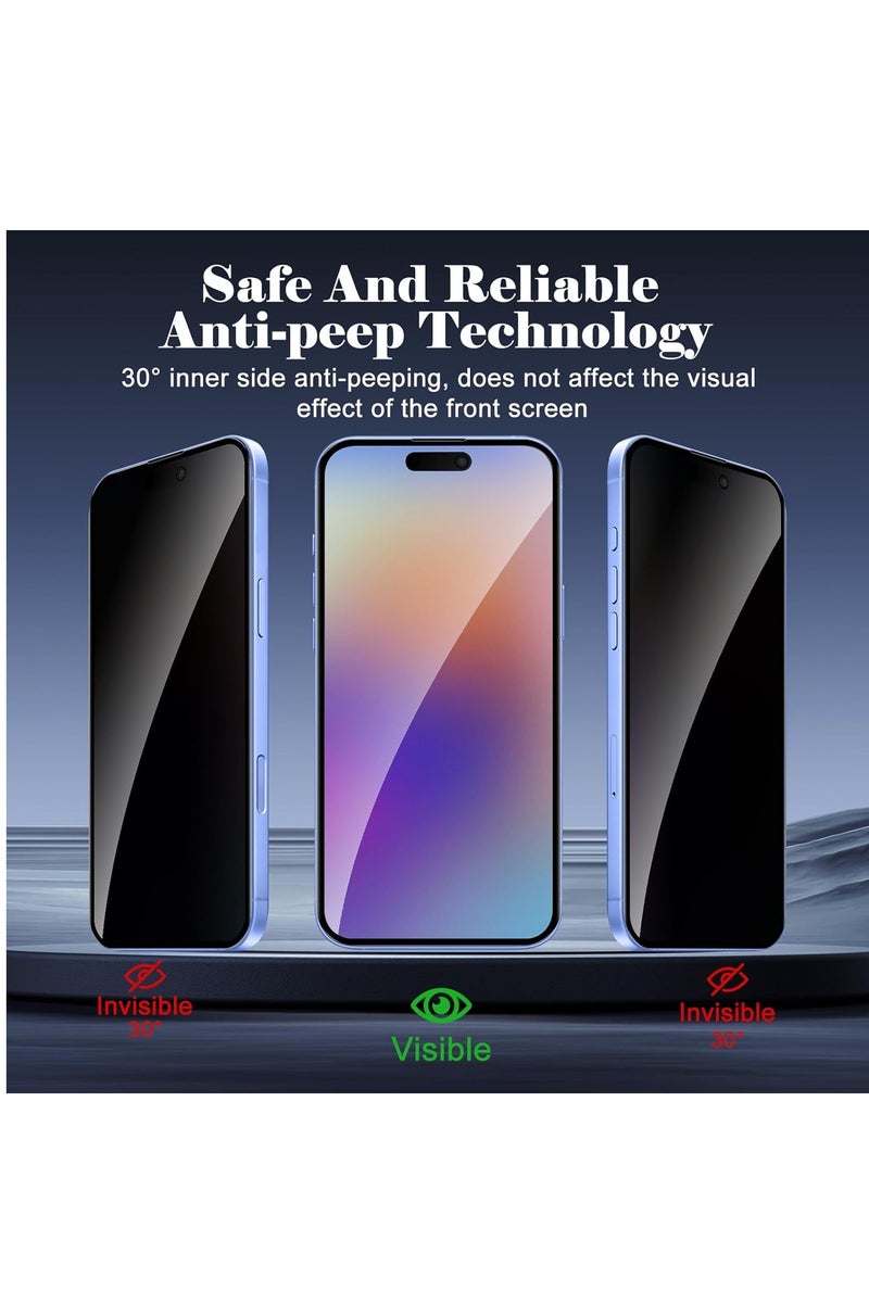 2 Pack Privacy Screen Protector for iPhone 17/ iPhone 17 Pro,[30° Anti-Spy][9H Hardness][Anti Scratch][Bubble Free] Tempered Screen Protector for iPhone 17/17 Pro 6.3-Inch (Boxed, 2PCS) - view 3