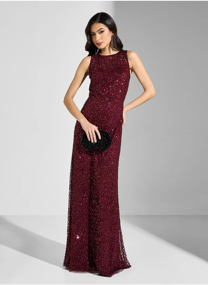 Namshi x Beaded Cross Back Tie Up Dress