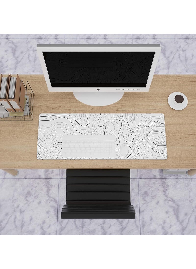 Generic - Large Gaming Mouse Pad with Stitched Edges 800*300*3MM Mouse Pad with Anti-Slip Base Minimalist Topographic Map Desk Mat - Image 1