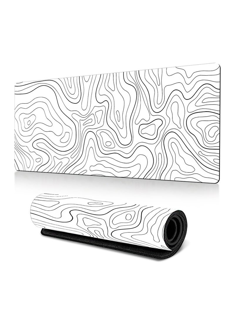 Generic Large Gaming Mouse Pad with Stitched Edges 800*300*3MM Mouse Pad with Anti-Slip Base Minimalist Topographic Map Desk Mat  - Image 1