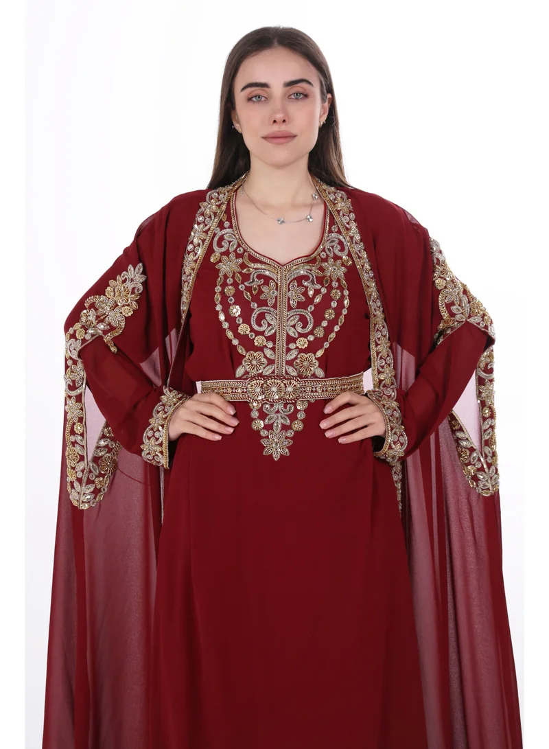 AL BENT AL SHARQIEH emboidered chiffon kaftan dress