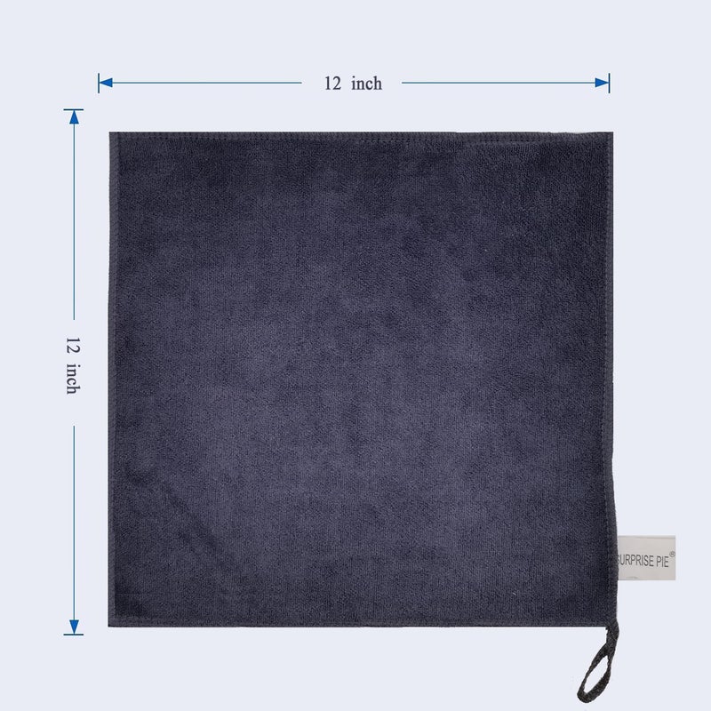 SURPRISE PIE Microfiber Cleaning Cloth Ultra Absorbent & Soft Micro Fiber Cloth for Cleaning for House Kitchen Boat Microfiber Towels for Cars Window Cleaner (12"x12") Grey-6 Pack - Image 3