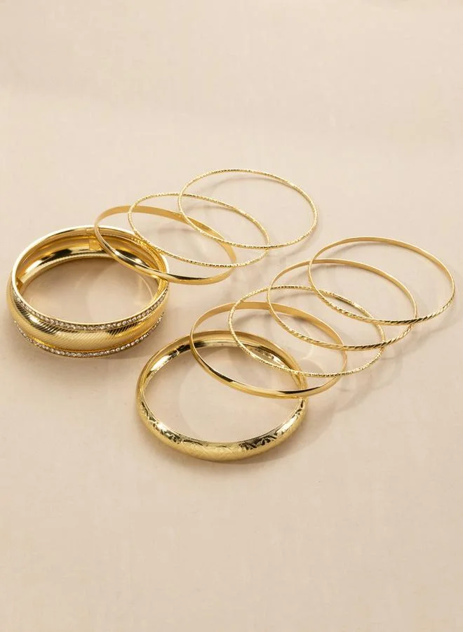 Take Two  Set of 9 - Textured Bangles for Women | Best Price UAE