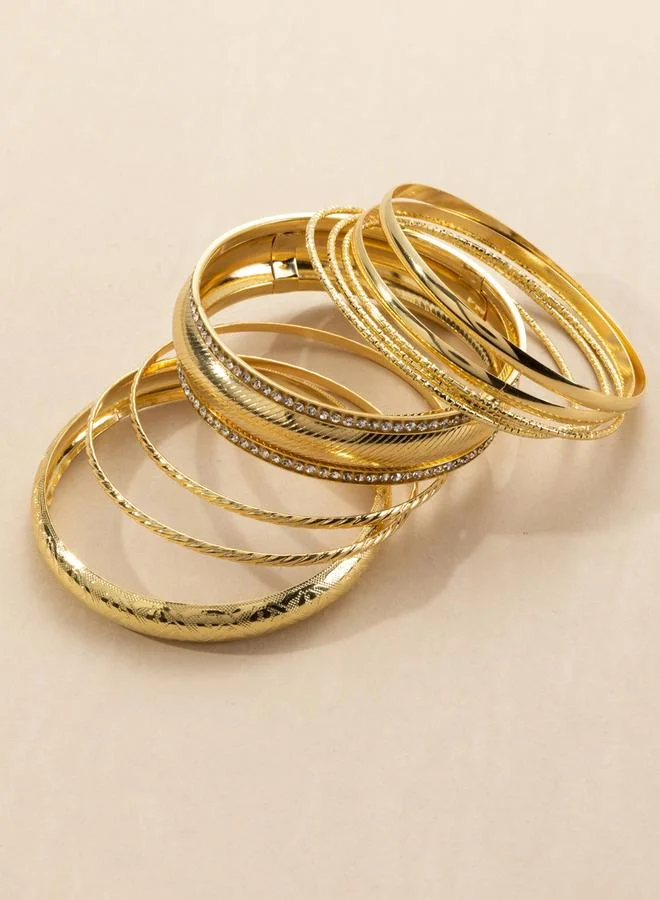 Take Two  Set of 9 - Textured Bangles for Women | Best Price UAE