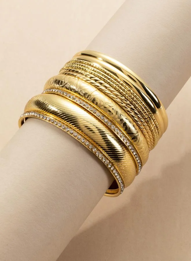 Take Two  Set of 9 - Textured Bangles for Women | Best Price UAE
