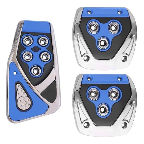 AutoBizarre 3 Pcs Anti-Slip ABS PVC Car Foot Pedal Pad Cover Manual Transmission Clutch Brake Accelerator Car Pedal Replacement Kit Universal for all Manual Cars (Blue) - Image 2