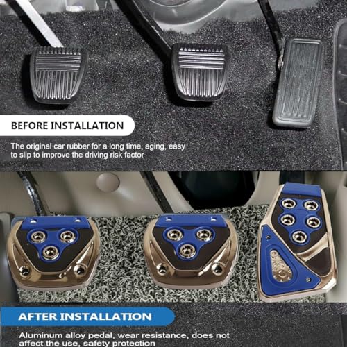 AutoBizarre 3 Pcs Anti-Slip ABS PVC Car Foot Pedal Pad Cover Manual Transmission Clutch Brake Accelerator Car Pedal Replacement Kit Universal for all Manual Cars (Blue) - Image 4