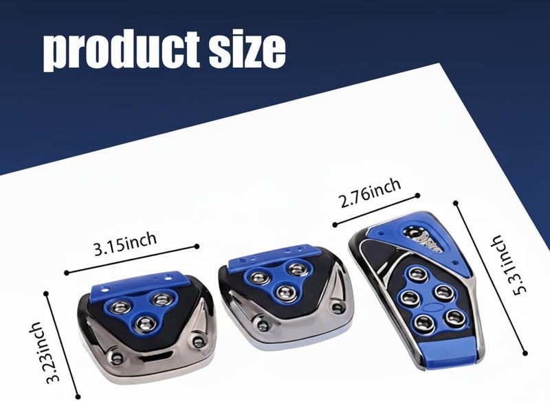 AutoBizarre 3 Pcs Anti-Slip ABS PVC Car Foot Pedal Pad Cover Manual Transmission Clutch Brake Accelerator Car Pedal Replacement Kit Universal for all Manual Cars (Blue) - Image 3