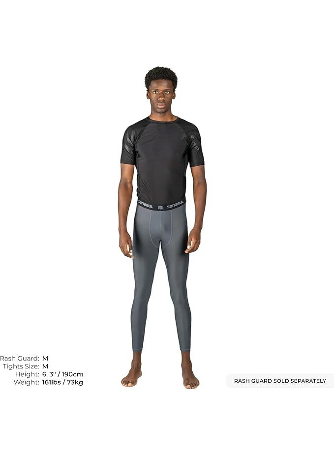 Sanabul  Essential Mens Compression Pants Workout Jiu Jitsu Leggings | Athletic Tights For Men | Running Tights, Sports Gym Leggings | Men'S Sports Compression Pants & Tights | Large, Steel Gray - Image 3