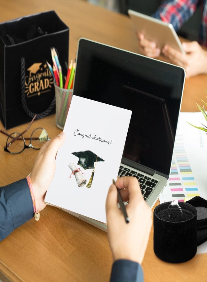 Simgoing 2.8 Inch Graduation Cap Ring Box with Gift Bag and Card, Velvet Ring Organizer Case, Jewelry Storage Box for Graduation Gifts (Black) - Image 5