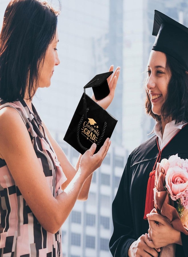 Simgoing 2.8 Inch Graduation Cap Ring Box with Gift Bag and Card, Velvet Ring Organizer Case, Jewelry Storage Box for Graduation Gifts (Black) - Image 4