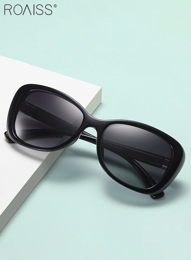 رويس نظارة شمسية مستقطبة بيضاوية نسائية، نظارة الشمس الواقية من الأشعة فوق البنفسجية 400 بإطار من المعدن وPC، ظلال شمس مضادة للوهج عصرية أنيقة للنساء مع حافظة النظارة، 60 ملم - Image 5