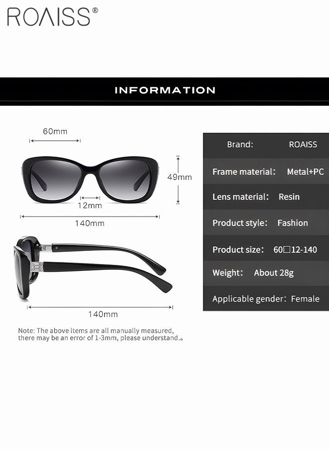 رويس نظارة شمسية مستقطبة بيضاوية نسائية، نظارة الشمس الواقية من الأشعة فوق البنفسجية 400 بإطار من المعدن وPC، ظلال شمس مضادة للوهج عصرية أنيقة للنساء مع حافظة النظارة، 60 ملم - Image 3