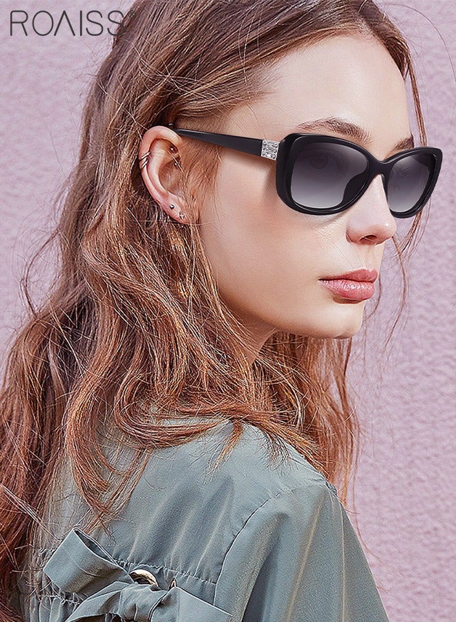 رويس نظارة شمسية مستقطبة بيضاوية نسائية، نظارة الشمس الواقية من الأشعة فوق البنفسجية 400 بإطار من المعدن وPC، ظلال شمس مضادة للوهج عصرية أنيقة للنساء مع حافظة النظارة، 60 ملم - Image 2