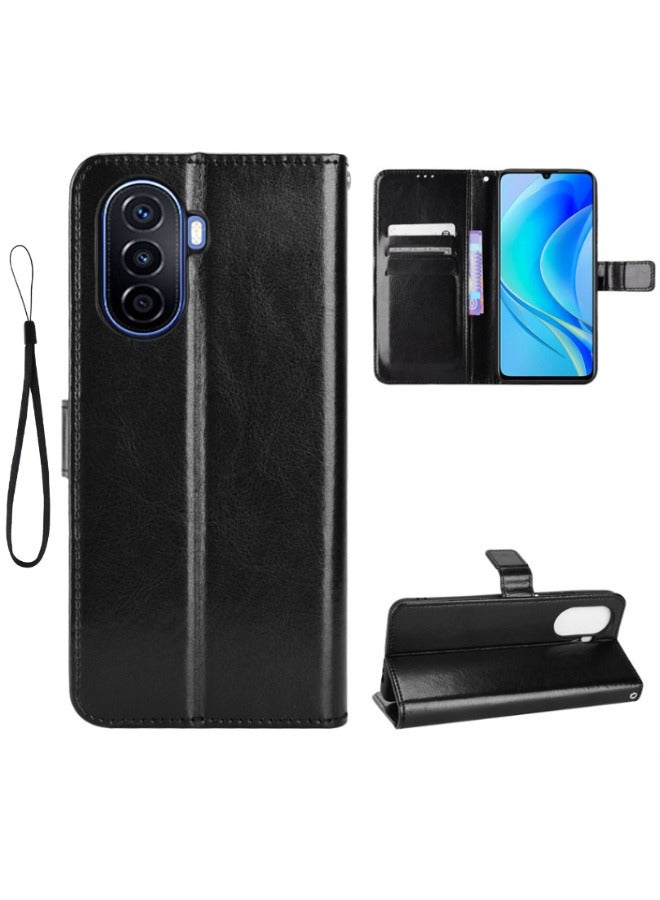 HUAWEI Nova Y71/Y70 Phone Case, Wallet Case for Huawei Nova Y71/Y70 4G, Magnetic PU Leather Stand Card Slot Folio Cover with TPU Shockproof Inner Shell Compatible with Nova Y71/Y70, Black - Image 1