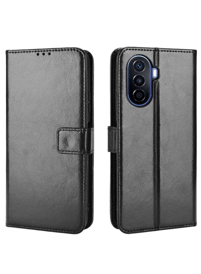 HUAWEI Nova Y71/Y70 Phone Case, Wallet Case for Huawei Nova Y71/Y70 4G, Magnetic PU Leather Stand Card Slot Folio Cover with TPU Shockproof Inner Shell Compatible with Nova Y71/Y70, Black - Image 2