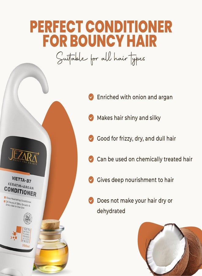 JEZARA Vietta-B7 Keratin-Based Onion + Argan Hair Conditioner | For Stronger, Healthier & Shinier Hair | For Men & Women | 200ml - Image 5