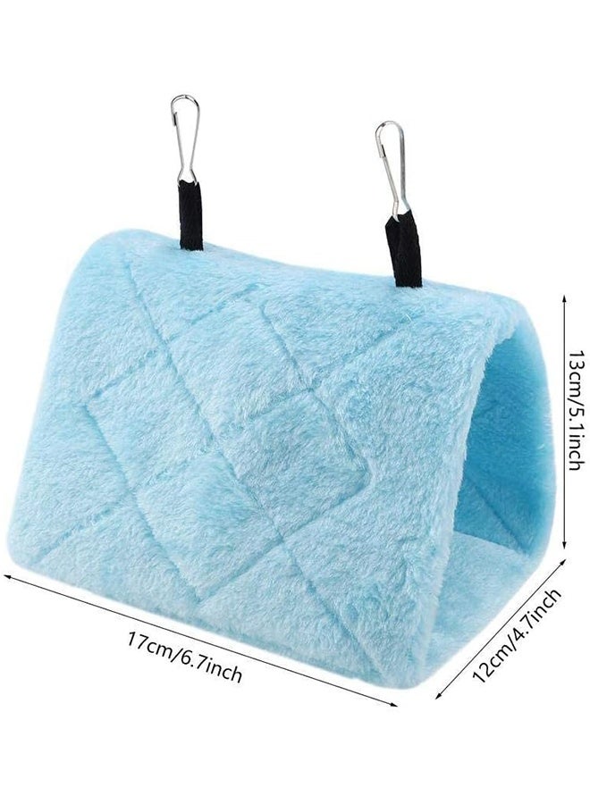 Peony Parrot Hammock Bird Nest, Warm Soft Plush Bird Hammock Winter Hanging Cage Tent for Parrot, Small Blue Parrot Bed with Cotton Pouch, Blue, S - Image 4